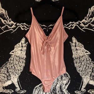 Shiny Lace Up Bodysuit